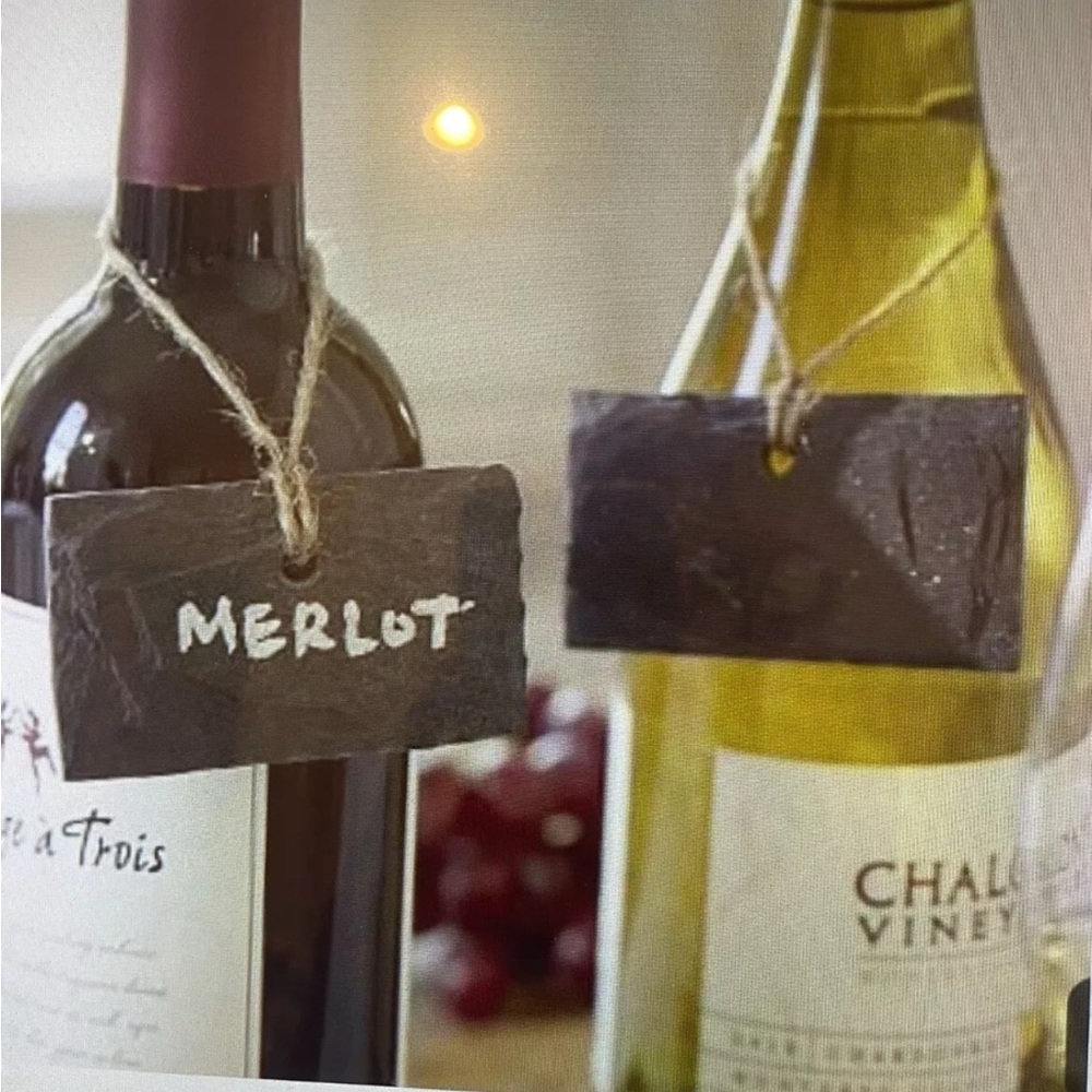 Pottery Barn Slate Wine Bottle Tags (4)